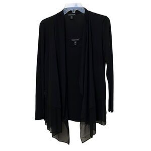 Eileen Fisher Black Silk Tank Top and Open Jacket Womens Small Crepe 2 Piece Set